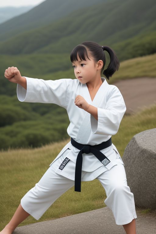 Image of a karate girl practicing Shorin ryu Kerala